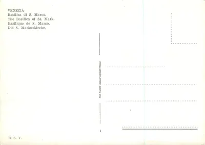 Veneza — Basílica de São Marcos — B.S.V. n°1 — Verso