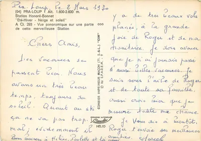Pra-Loup — Stacja Honoré-Bonnet — Wydawnictwo Combier — Rewers