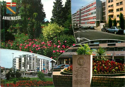 Annemasse — vista panorâmica com monumento a Jean Deffaugt — Éditions Ollard