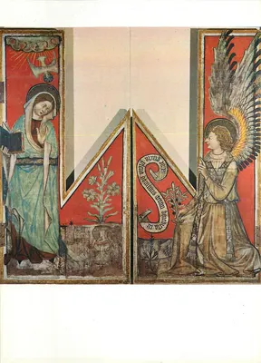 Sion—Catedral N.D. de Valère — Painéis das órgãos, face externa : A Anunciação por Pierre Maggenberg em torno de 1434-1437