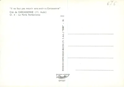 Miasto Carcassonne — Port Narbonnaise — Combier (71. S.&L.) — Rewers