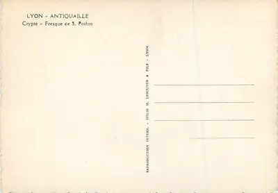 Cripta de São Pothin — Lyon — Fresque dos Sete Santos — Editor Hélios M. Lescuyer & Fils — Verso
