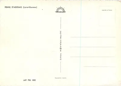 Penne d'Agenais — widok z lotu ptaka świątyni i wsi — Éditions Solet & Saint Maur (94) — Rewers