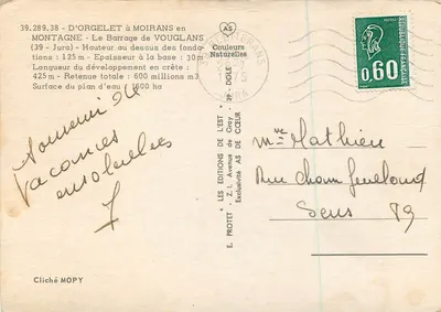 Represa de Vouglans — De Orgelet a Moirans no Jura — Edições AS — Verso