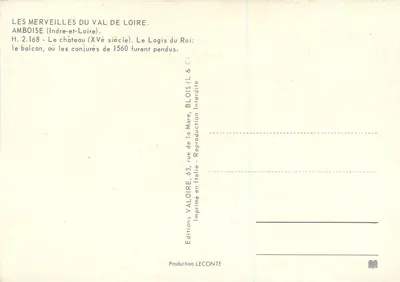 Amboise — Zamek (XV wiek) — Wydawnictwo LECONTE — Rewers