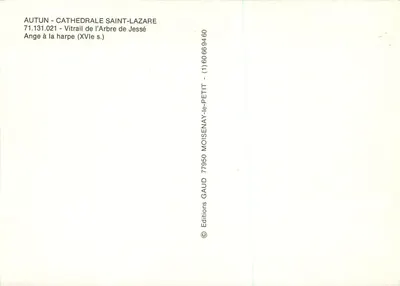 Autun — Katedra św. Lazara — Witraż Drzewa Jessé — Anioł z harfą (XV w.) — Rewers