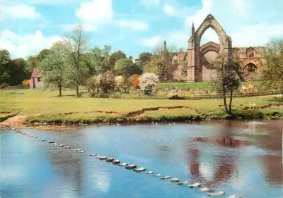 Bolton Abbey — From the Stepping Stones, Wharfedale, Yorkshire — Walter Scott Colour Series