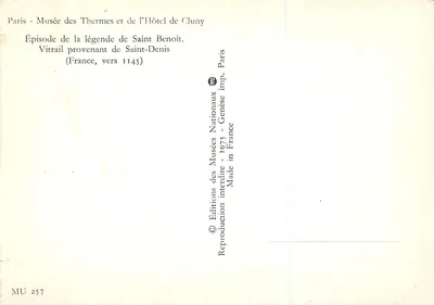 Episódio da lenda de São Benedito — vitral proveniente de Saint-Denis — Éditions des Musées Nationaux — Verso