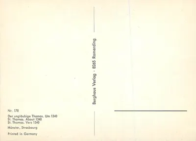 Saint Thomas d'Acquis — scena wątpliwości — Berghaus Verlag, nr 178 — Rewers