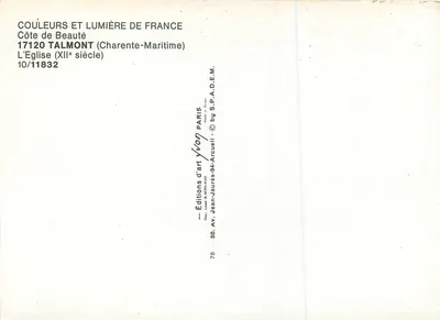 Igreja de Talmont — Século XII — Éditions d'art Yvon — Verso