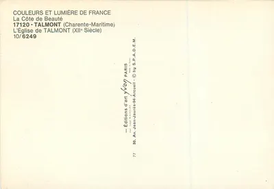 Talmont-sur-Gironde — Iglesia del siglo XII — Ediciones de arte Yvon — Reverso
