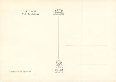 Nyon — Zamek — Wydawnictwo Jaeger, nr 748 — Rewers