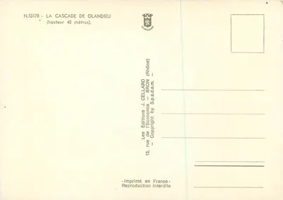 La Cascade de Glandieu — wysokość 40 metrów — Wydawnictwo J. Cellard — Rewers