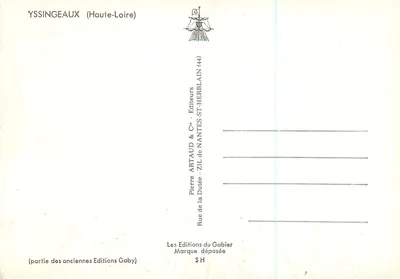 Yssingeaux — vista geral e principais locais — Éditions Artaud & Cie, Nantes — Verso