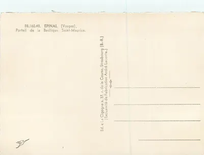 Portal Bazyliki Świętego Maurycjusza — Epinal (Wosgi) — Wyd. «La Cigogne» — Rewers