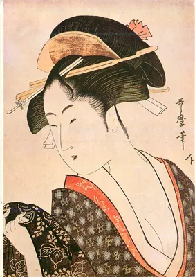 Jovem mulher levantando seu obi — Utamaro (1754-1806) — Editor Hazan, Paris