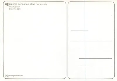 Wioska pod niebem z pęcherzykami — praca Iwana Rabuzina — Galeria Sebastian Atlas, Dubrownik — Rewers