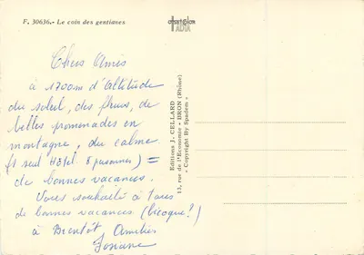 O canto das gentianas — F. 30636 — Edições J. CELLARD — Verso