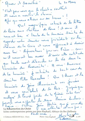 La Resurrección del Cristo — icona contemporánea — Ediciones MÉDIASPAUL - París, n° A 199 — Reverso