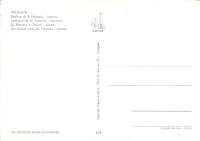 Basílica de San Pietrone — Interior — Editrice Cartovendita, Bolonia — Reverso
