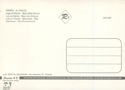 Jezioro Garda — Zatoka Sirynów — Rivetta Souvenirs, nr 315-035 — Rewers