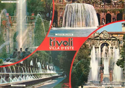 Villa d'Este em Tivoli — Fontes dos Drachis, da Ovato e do Organo — editor Italian Leader, n° 16202