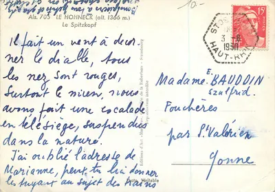 Widok gór Strasburga — Hohneck (wys. 1366 m.) — Wydawnictwo Art « Marasco » — Rewers