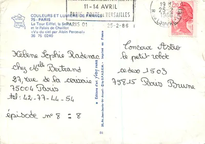 Paris — Vista aérea da Torre Eiffel e do Palácio de Chaillot — Éditions d'art Jean-Jaurès-94 — Verso