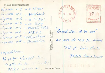 Crianças e pássaros — Virginie — Éditions Lyna, série Tendresse n°555/3 — Verso