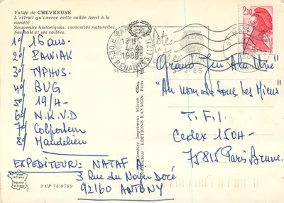 A Vale de Chevreuse — Carta postal turística — Edições RENAUD (179) — N° 75 0789 — Verso