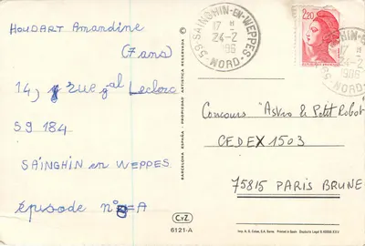 Dziewczynka z lalką przy oknie — wydawca Barra, nr 6121-A — Rewers