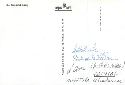 Kars-Ani — Ruïnes van Ani — Uitgever Başak Kart — Achterkant