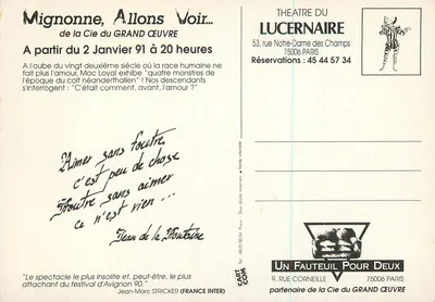 Mignonne, Allons Voir... — espetáculo da Cie do GRAND CŒUVRE — editor Adami, número de série não visível — Verso