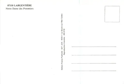 Nossa Senhora das Pomières — Largentière — Edição France Publicité — Verso