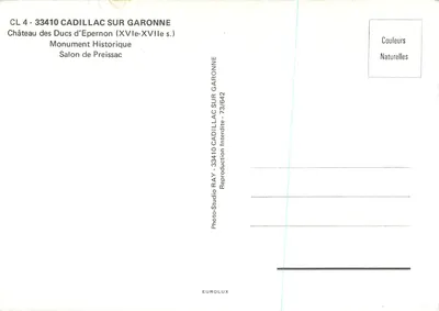 Castelo dos Duques de Epernon — Salão de Preissac — Photo-Studio RAY — Verso