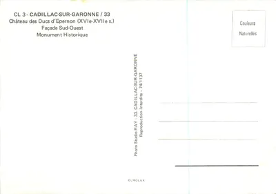 Castelo dos Ducs d'Epernon — Fachada Sul-Oeste — Studio Ray, Cadillac-sur-Garonne — Verso