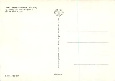 Castelo dos Duques de Épernon — Cadillac-sur-Garonne — Impressor Combier — Verso