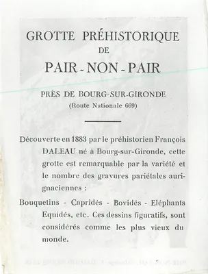 Gruta pré-histórica de Pair-Non-Pair — Carneiro — Moulage F. Daleau — Verso