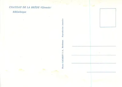 Sala de jantar do Castelo de La Brède — Gironde — Photo Lacarin S.A., Bordeaux — Verso
