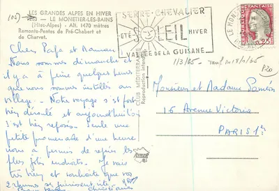 As Grandes Alpes no inverno — Le Monetier-les-Bains — Alt. 1470 metros — Club Méditerranée — Verso