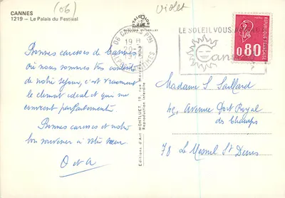 Pałac Festiwali — Cannes — Wydawnictwo Art Montluet — Rewers