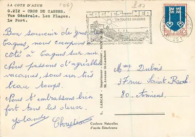Cros-de-Cagnes — Widok ogólny. Plaże. Port. — L. LARCAN - Drukarnia - Wydawca - St-Lambert — Rewers
