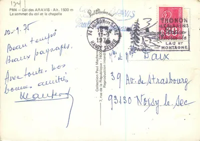 Col des Aravis — szczyt i kaplica — Paul Wachenand — Rewers