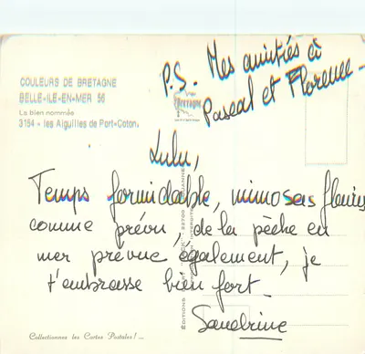 Las Aiguillas de Port-Coton — Belle-Île-en-Mer 56 — Éditions Bretagne, n° 3154 — Reverso
