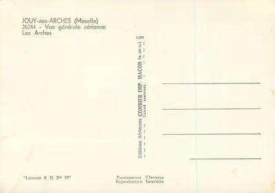 JOUY-aux-ARCHES (Moselle) — Vista geral aérea — As Arches — Edições Aéreas Combier — Verso