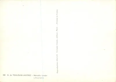 Mujer con sombrero rosa — H. de Toulouse-Lautrec — editor Marcelle Lender, n° 183 — Reverso
