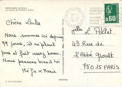 Ponte-Aven (S.-Finistère) — A casa de Théodore Botrel — editor Ping — Verso