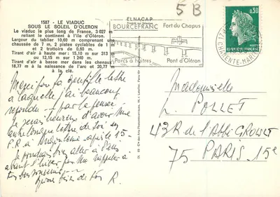 Viaduto sob o sol de Oléron — Bourcefranc — Elnacap — Verso