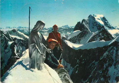 Bilhete postal moderno Courmayeur m 1224 Seja a virgem nosso Guia nas Ascensões da Vida Sempre