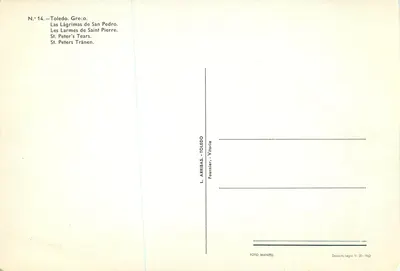 Saint Pierre — Les Larmes de Saint Pierre — L. Arribas, Toledo — Verso